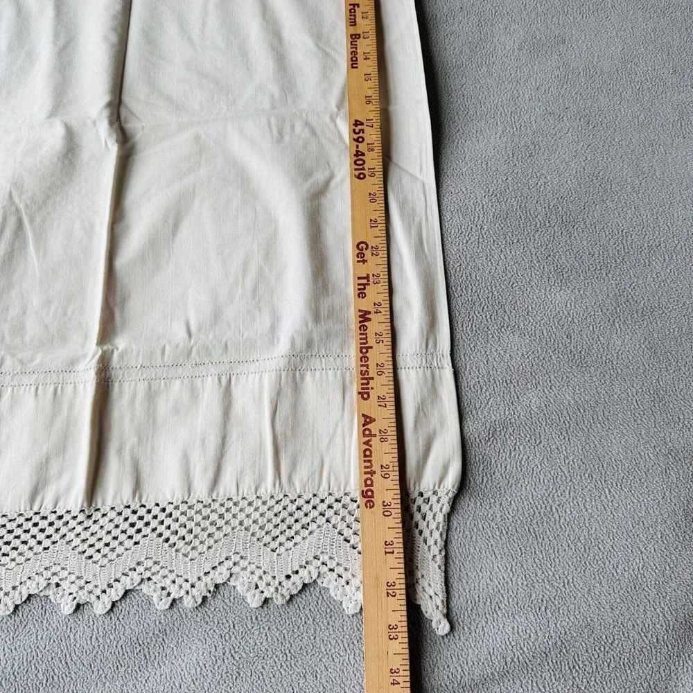 Vintage‎ Pillowcase Crochet Trim Handmade Lace Cotton Single Cottagecore Home